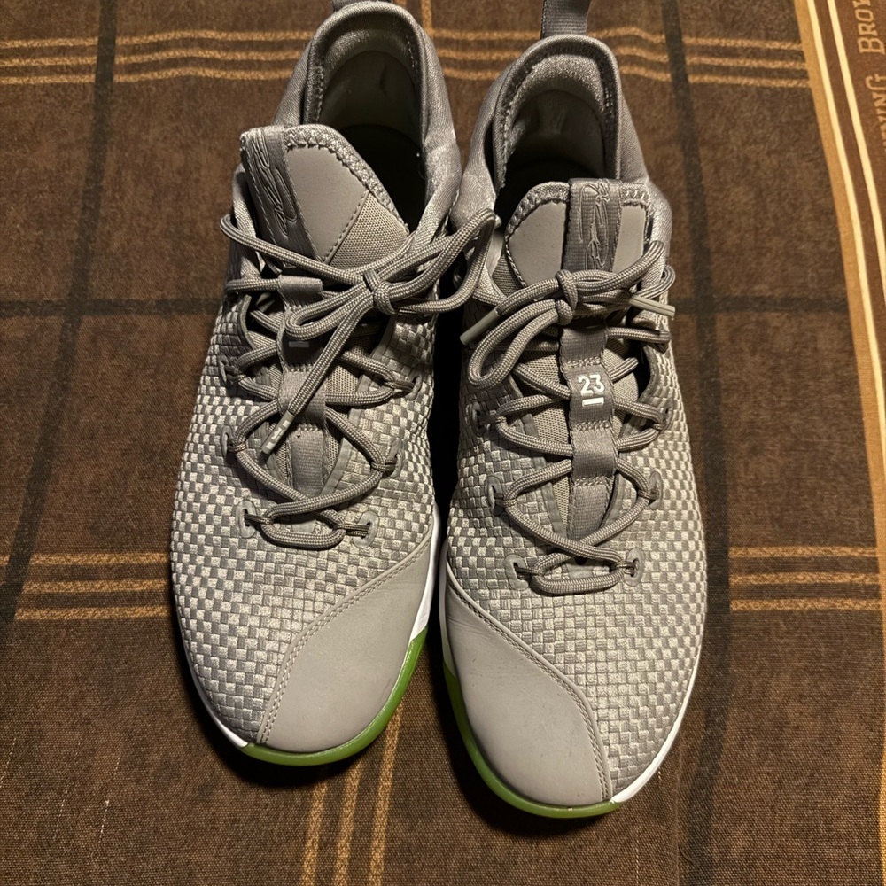 Nike LeBron James shoes gray and green size 12
